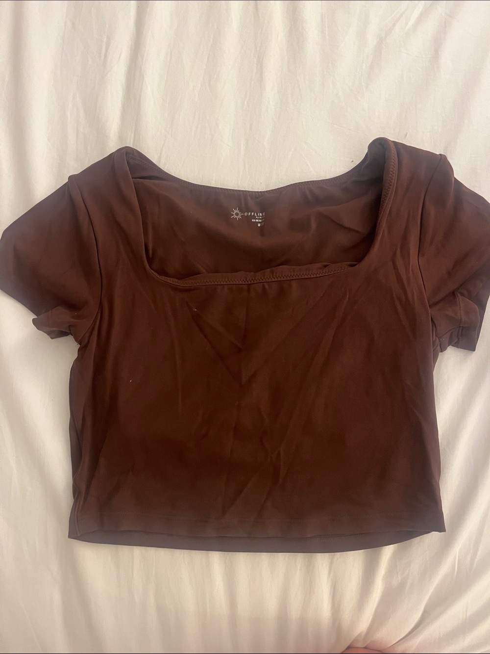 Offline by Aerie Brown Square-Neck Crop Top